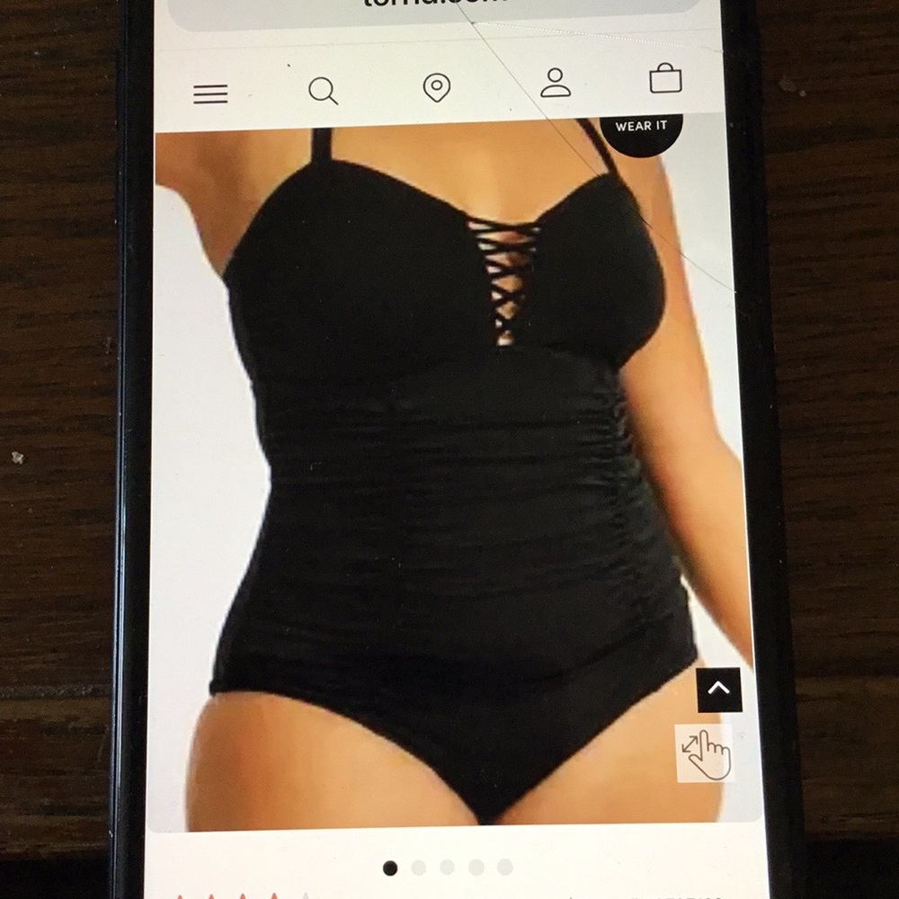 Black Ruched Swimsuit with Crisscross Detail